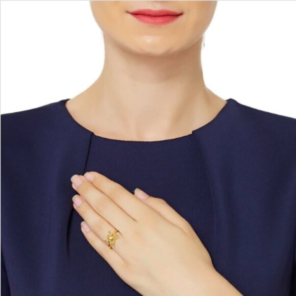 💕TED BAKER LONDON💕 Gold Mini Crystal Breeze Ring (M/L) NWT - Picture 5 of 8